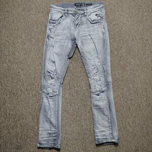 TRACK23 Skinny Jeans Men 32x32 Gray Stretch Distressed Denim Streetwear